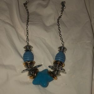 unique blue gold and silver necklace